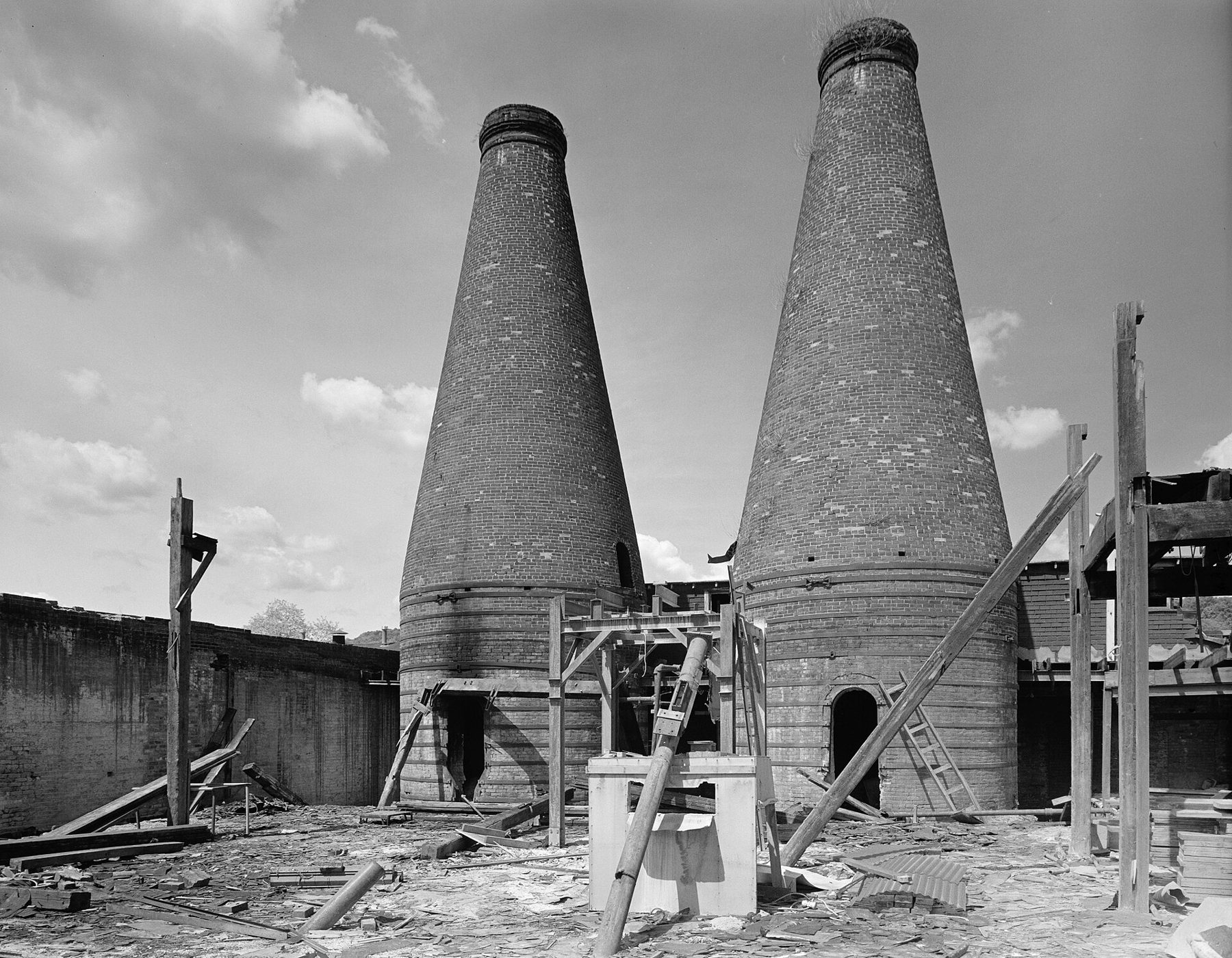 Disused glass factory kilns